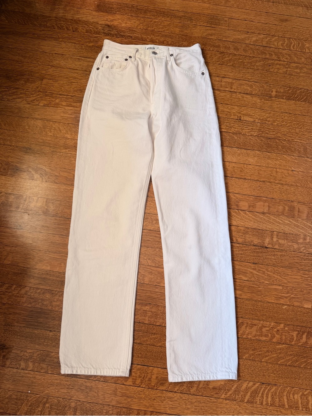 Agolde White High-Rise Straight Jeans